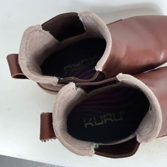 Kuru Luna Chelsea Ankle Boots Womens 7.5 Brown Leather Pull On Round Toe Comfort - Picture 9 of 10